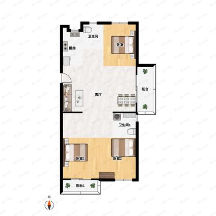 福州东3室2厅融创福州府(D区)3室2厅 | 105㎡ | 东 | 融创福州府(D区)低楼层/共15层