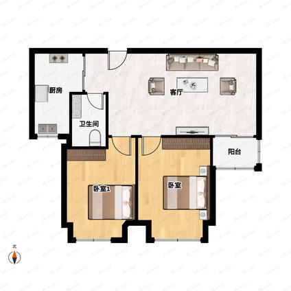 北京南2室1厅仓山万达广场2室1厅 | 76㎡ | 南 | 仓山万达广场低楼层/共30层