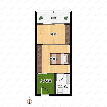 北京南北2室1厅城南小筑2室1厅 | 38.77㎡ | 南 北 | 城南小筑低楼层/共14层