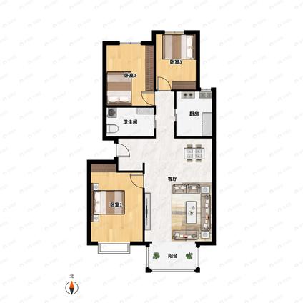 北京彩虹城(四区)3室1厅105.64平低楼层/共20层