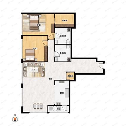 北京建外SOHO(东区)2室2厅165.87平中楼层/共15层