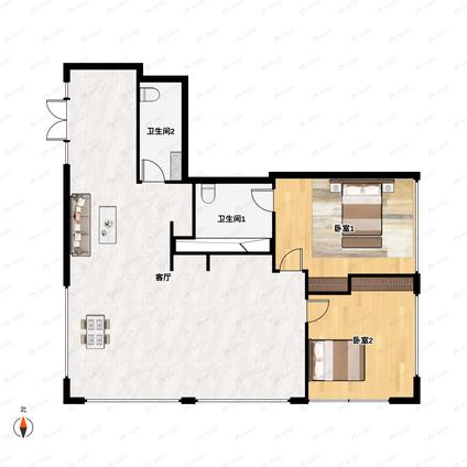 北京建外SOHO(东区)2室2厅139平中楼层/共20层