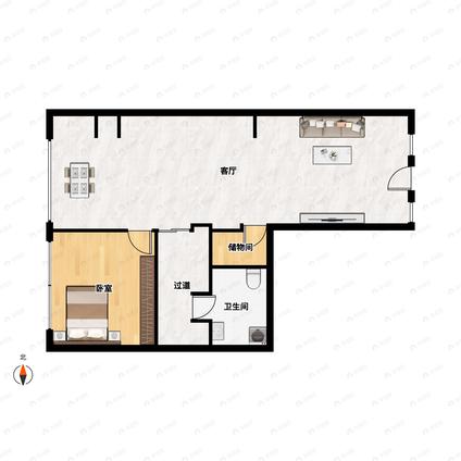 北京建外SOHO(东区)1室1厅98平中楼层/共21层